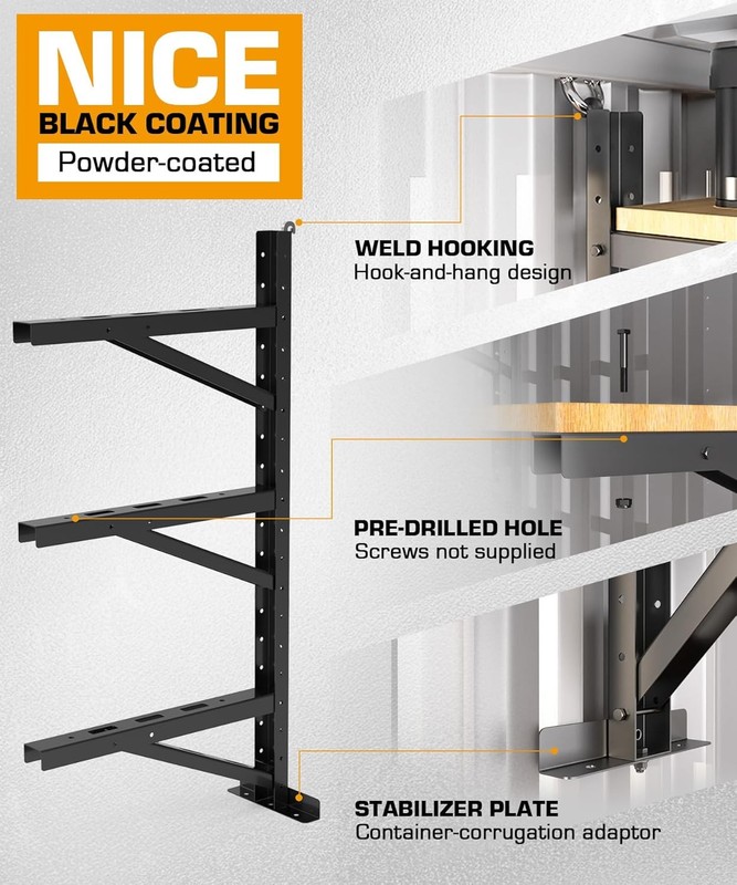 2x Adjustable Cargo Shipping Container Shelving Shelf Brackets up to 1100 Lbs gallery