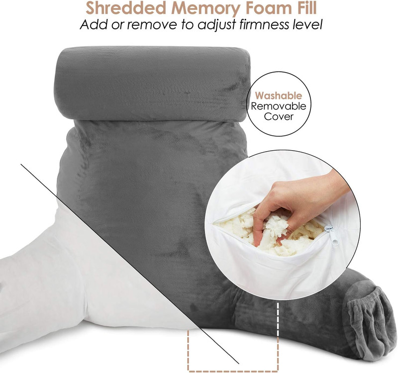 Reading Pillow with Shredded Memory Foam Includes 2 Neck and Lumber Support Pill gallery
