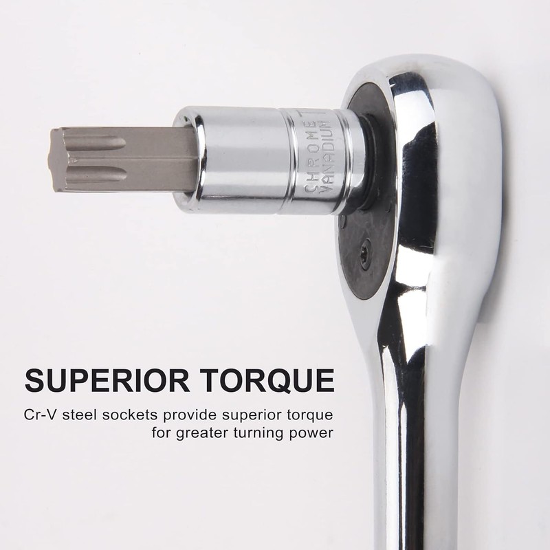 Master Torx Bit Socket and Female External Torx Socket Set, CR-V&S2 Steel 60PCS gallery