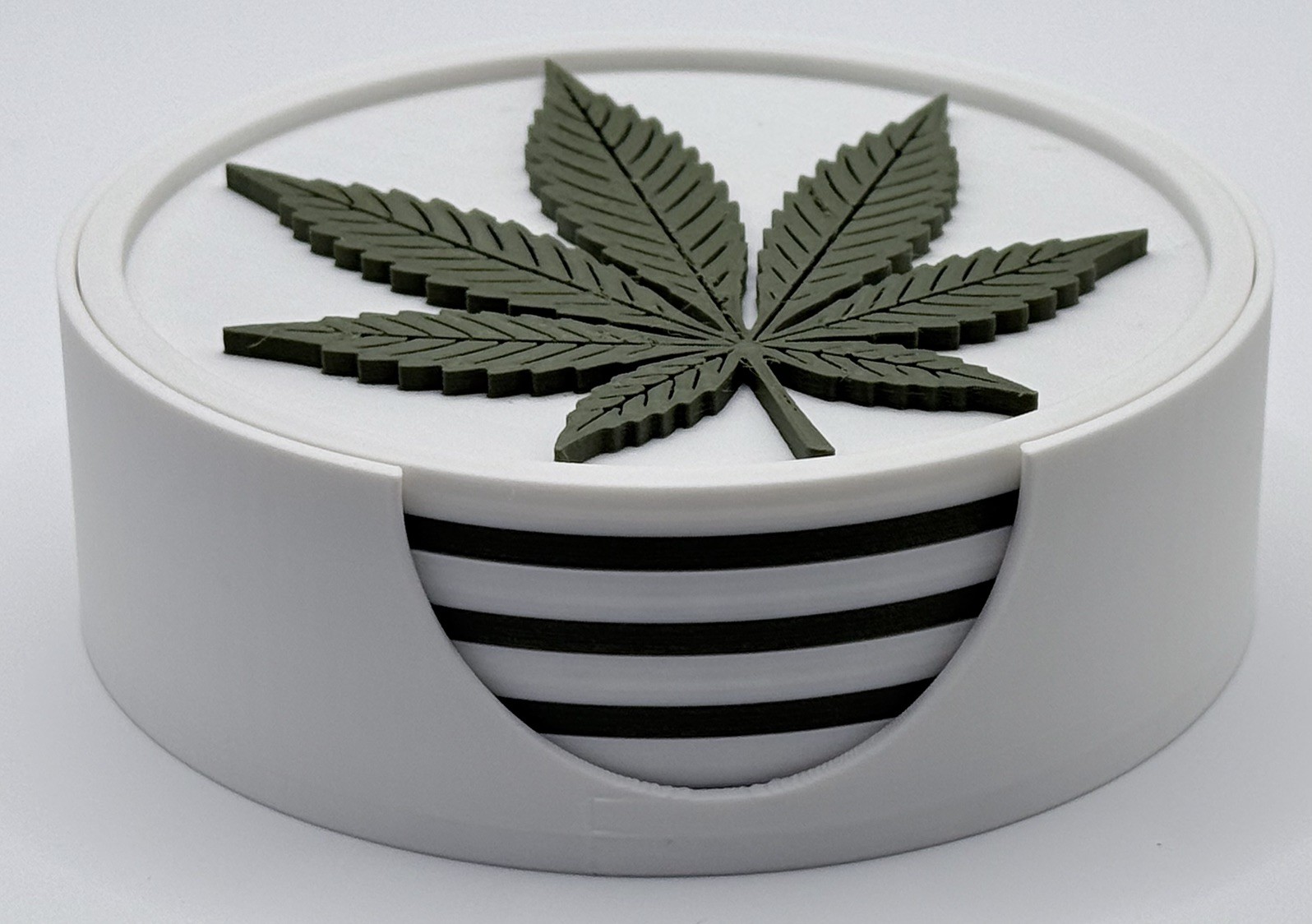 Marijuana Pot Cannabis Leaf Coaster Set with Holder 3D Printed gallery