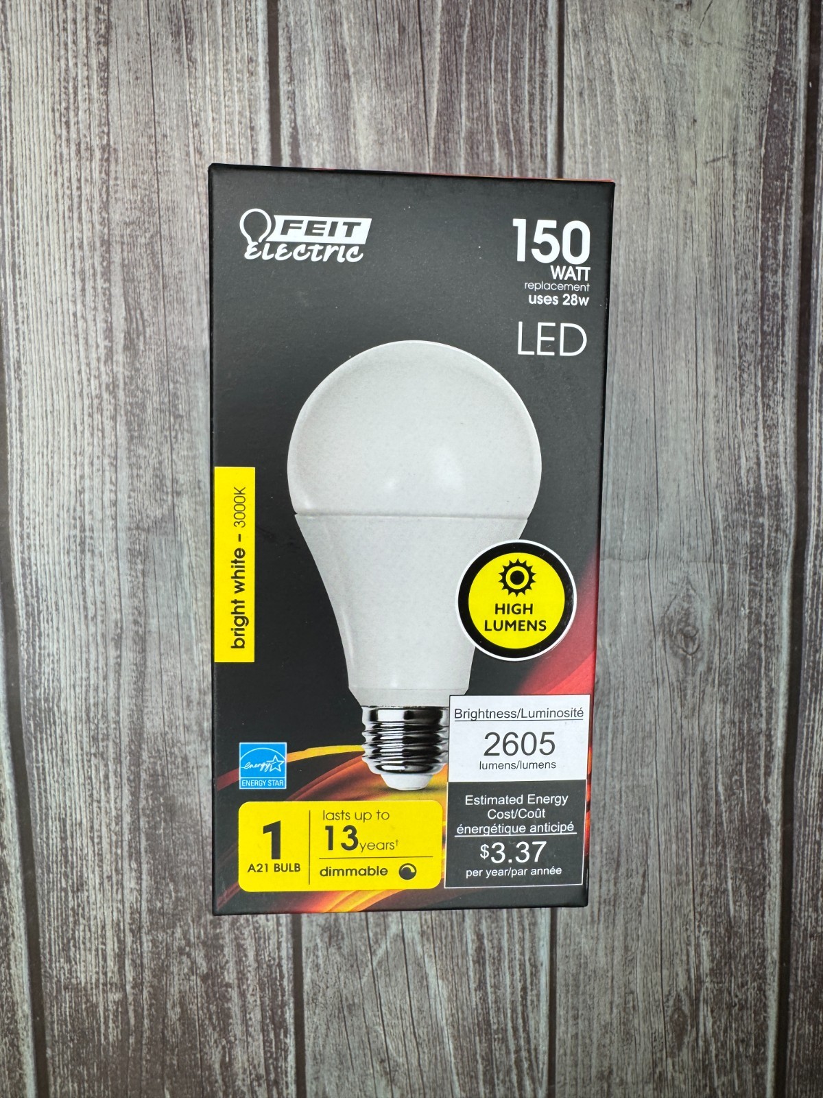 Feit Electric LED Bulb 150W Eq 3000K Bright White A21 Dimmable 2605 Lumens gallery