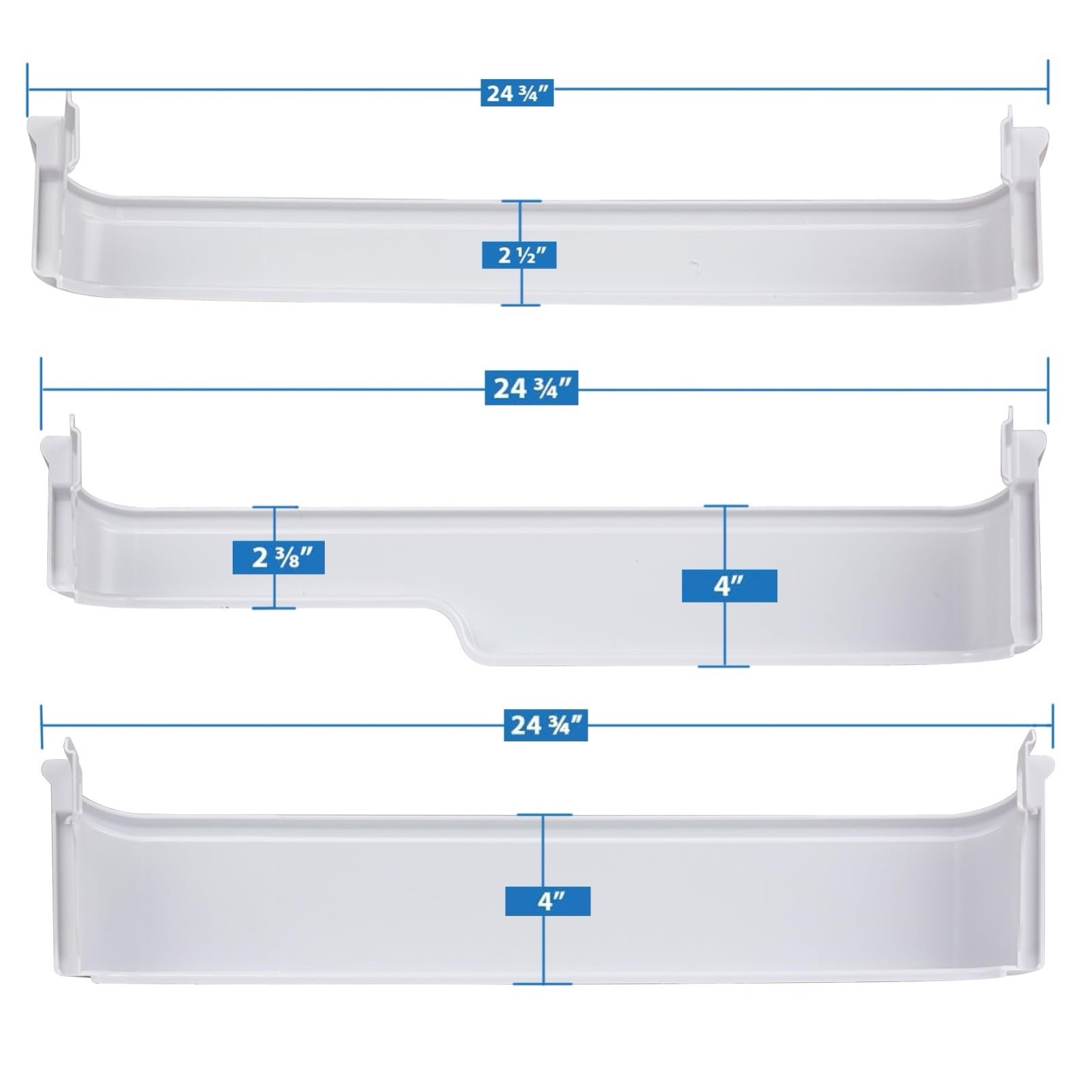 Top + Middle + Bottom Door Bin Compatible with Refrigerator 240337901 240338101 gallery