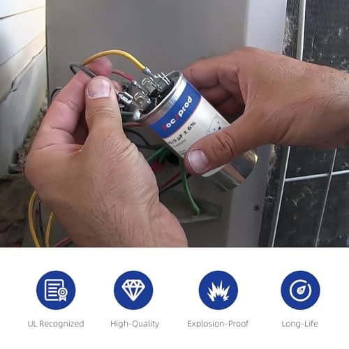 [UL Recognized] CBB65 45+5 uF Dual Run AC Capacitor, 45/5 [V03] 45+5µF Round gallery