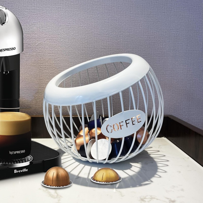 White K Cup Holder Large Capacity Coffee Pods Organizer for Counter Kitchen gallery