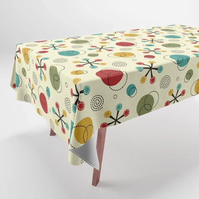 Simple Abstract Cute Cat Rocket Pattern Tablecloth Home Decor Rectangle Party gallery