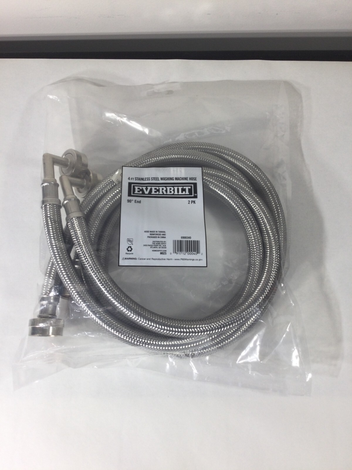 EVERBILT 4 ft. Stainless Steel Washing Machine Hose (2-Pack) M925 gallery