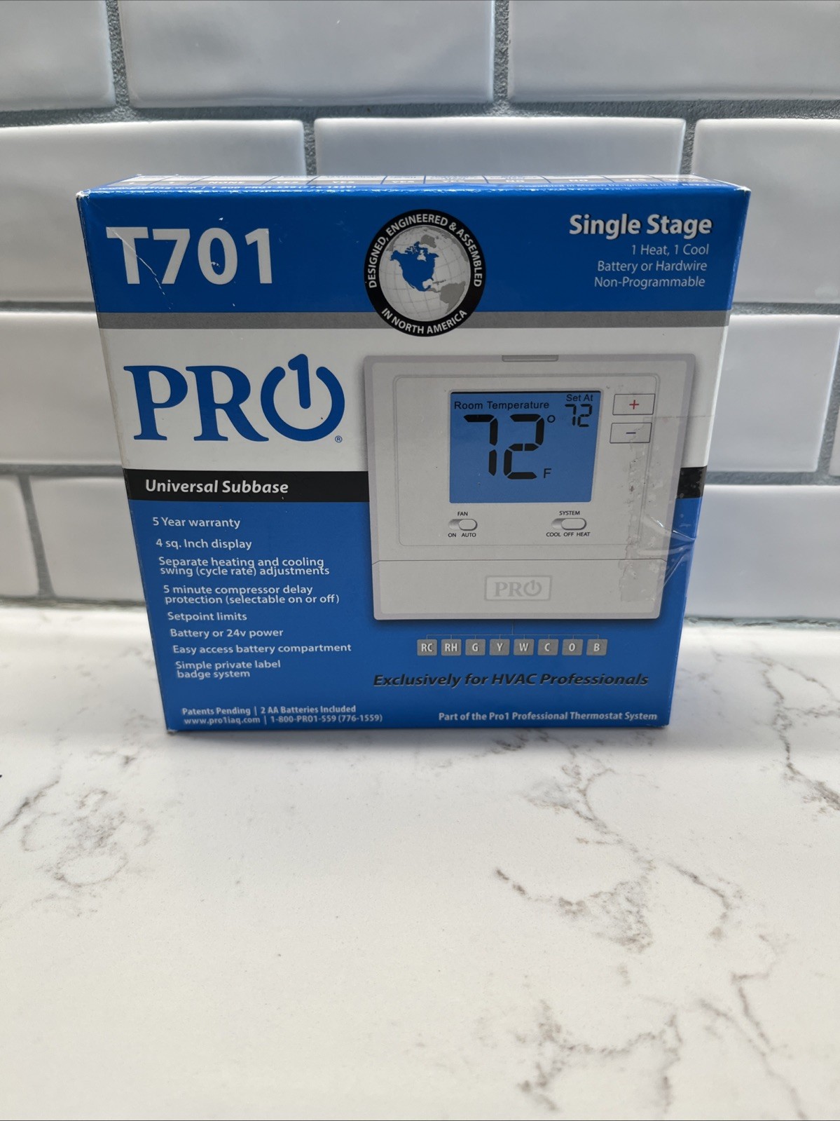 Pro1 IAQ T701 Digital Thermostat Non-Programmable 1H/1C Open Box gallery