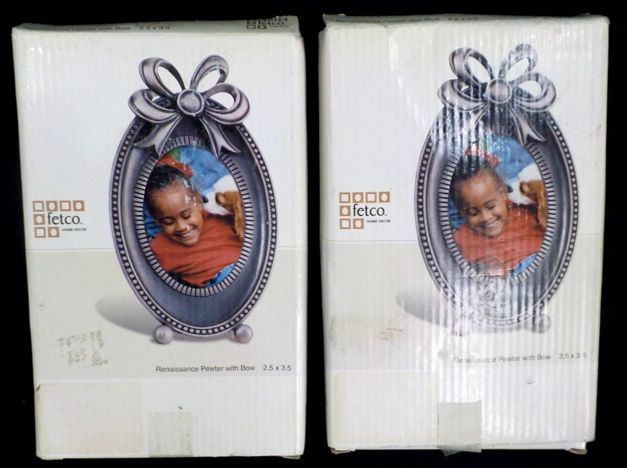 Vtg FETCO Renaissance Pewter OVAL with BOW Small Picture FRAME 2.5" x 3.5" (NIB) gallery