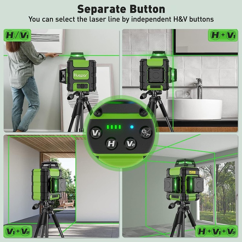 3D Self-Leveling Cross Line Laser Level 45M Three-Plane Leveling Tool HM03CG gallery