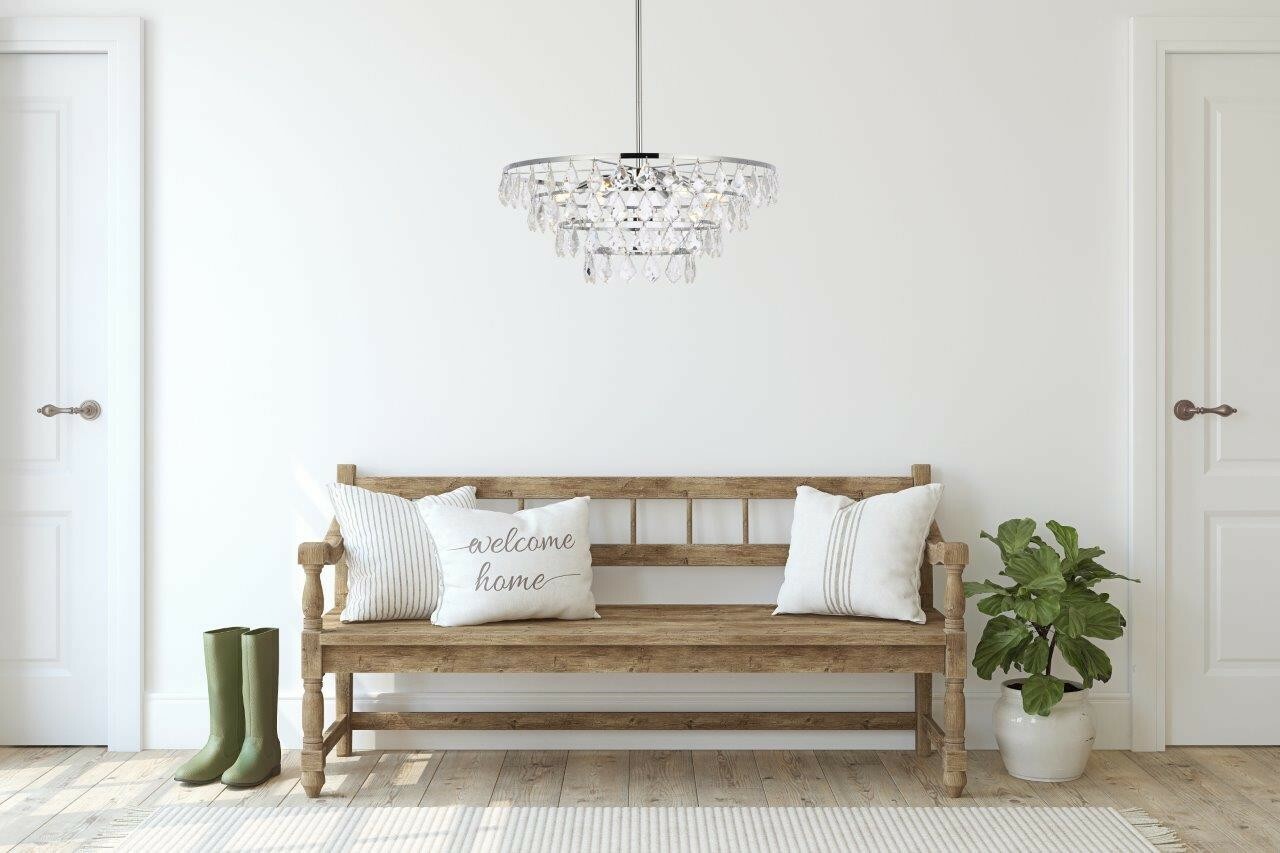 Crystal Chandelier Light Fixture Chrome Foyer Living or Dining Room Table 24" gallery