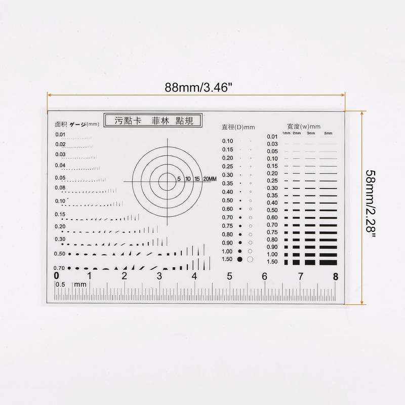 HARFINGTON High Precision SEC Size Estimation Chart 8cm 0.2mm Transparency Flaw gallery