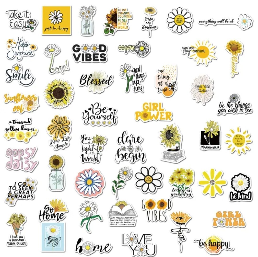 50pc Daisy Words Stickers - Great for Stocking Stuffer gallery