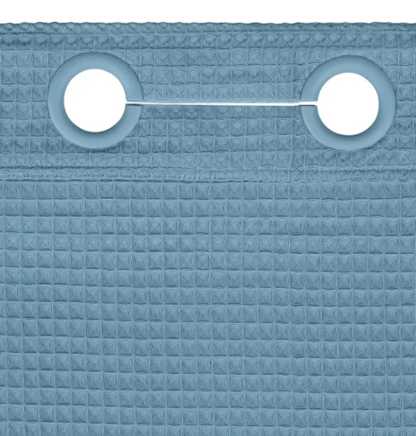 Hookless 3 in 1 Waffle Shower Curtain & Snap On Liner - Blue gallery