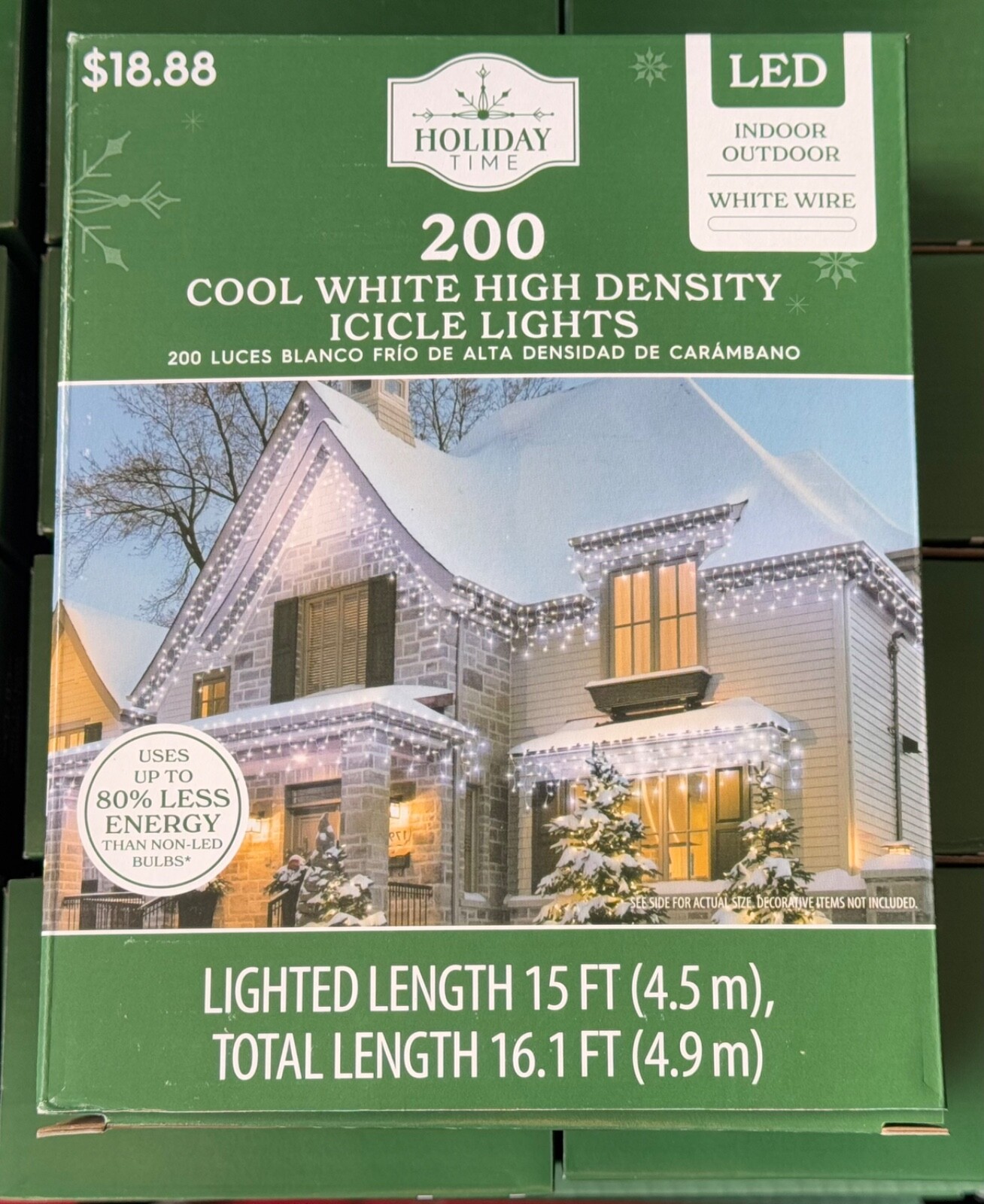 Holiday Time 200-Count Cool White LED High-Density Icicle Lights white wire gallery