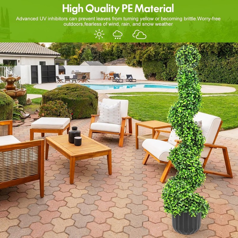 2 Pack 3FT Artificial Spiral Topiary Trees Faux Plants Home Entryway Decor gallery