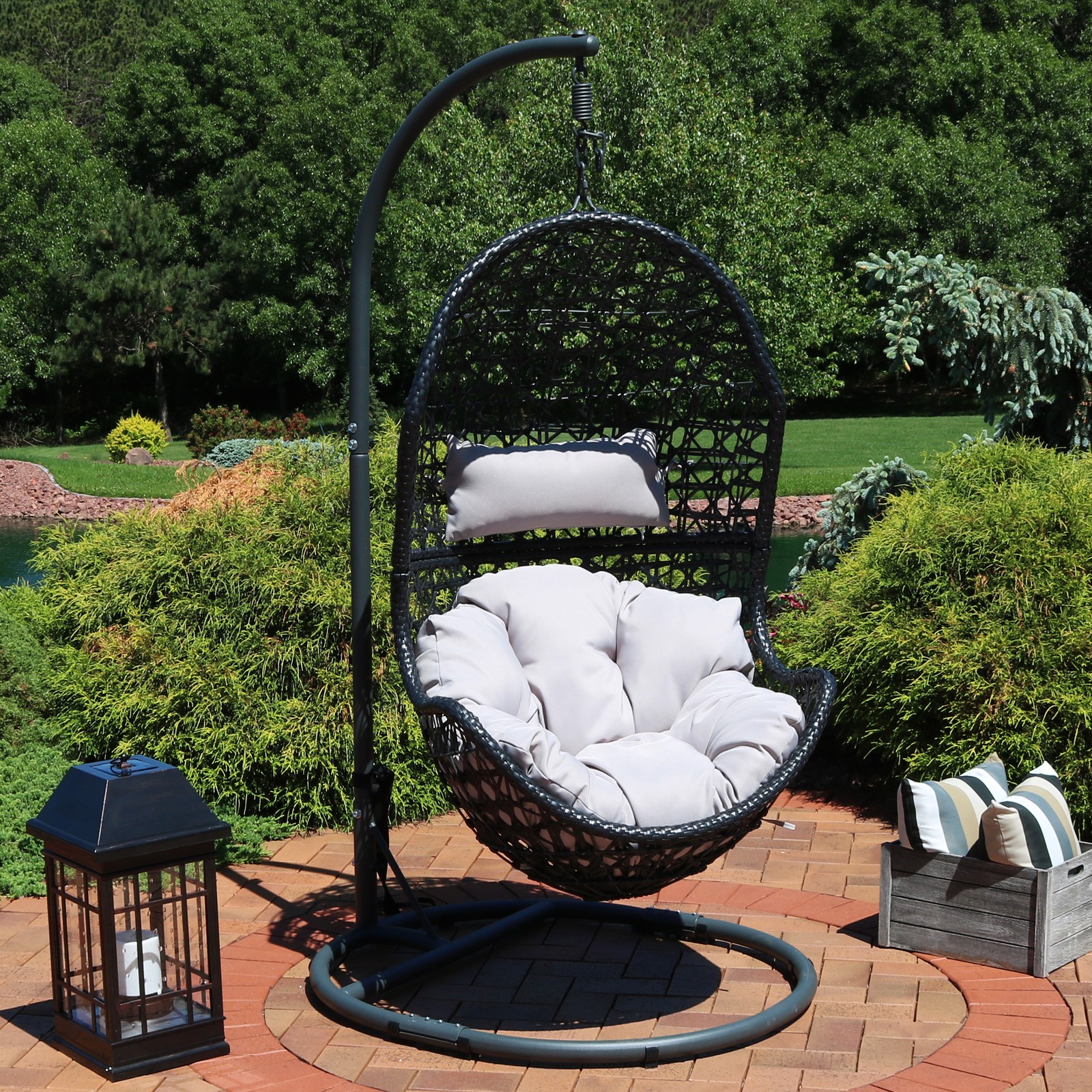 Rounded Base Powder-Coated Steel Egg Chair Stand - 76 in by Sunnydaze gallery