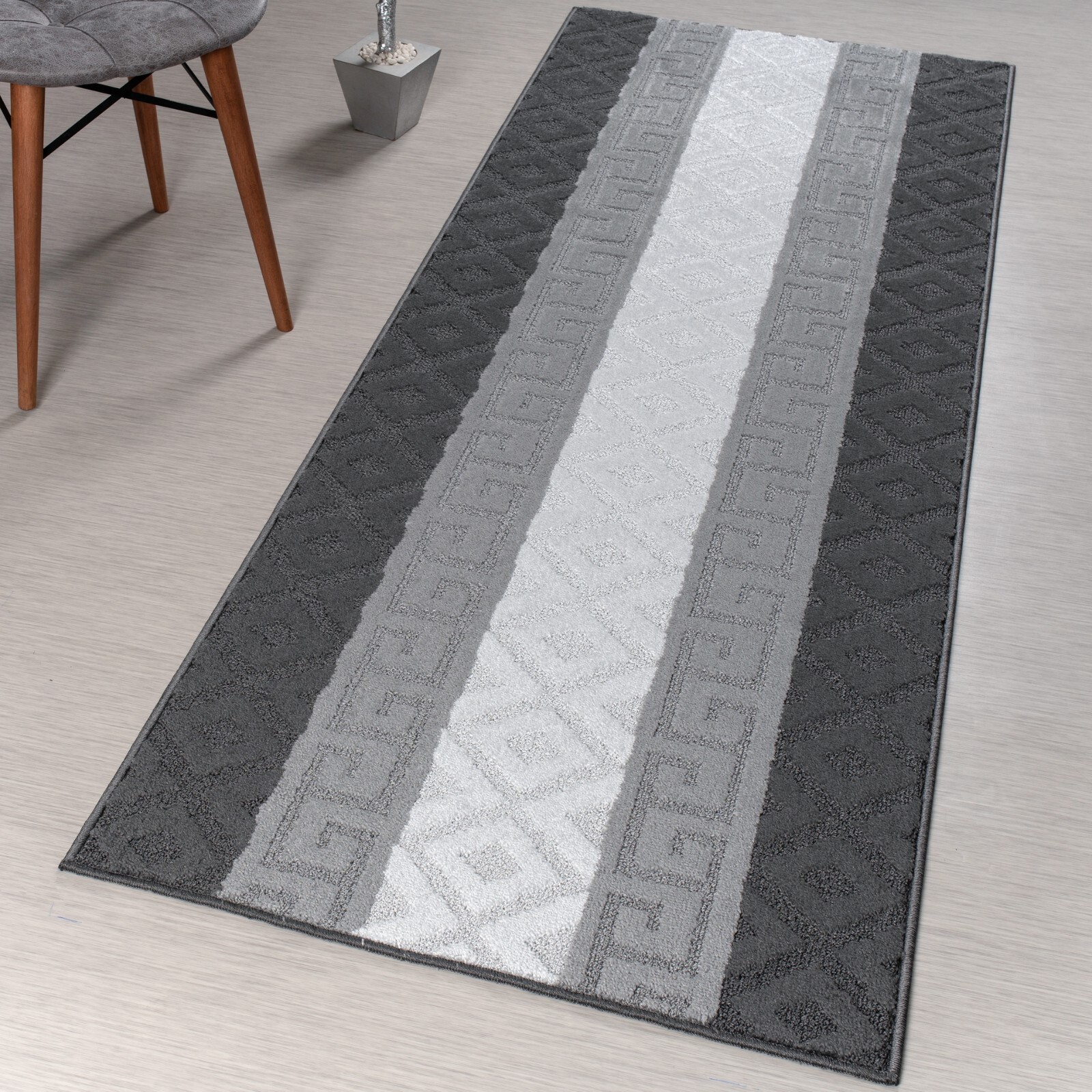 Custom Size Hallway Runner Rug, Non Slip, 26 Wide X Your Choice of Length, Grey gallery