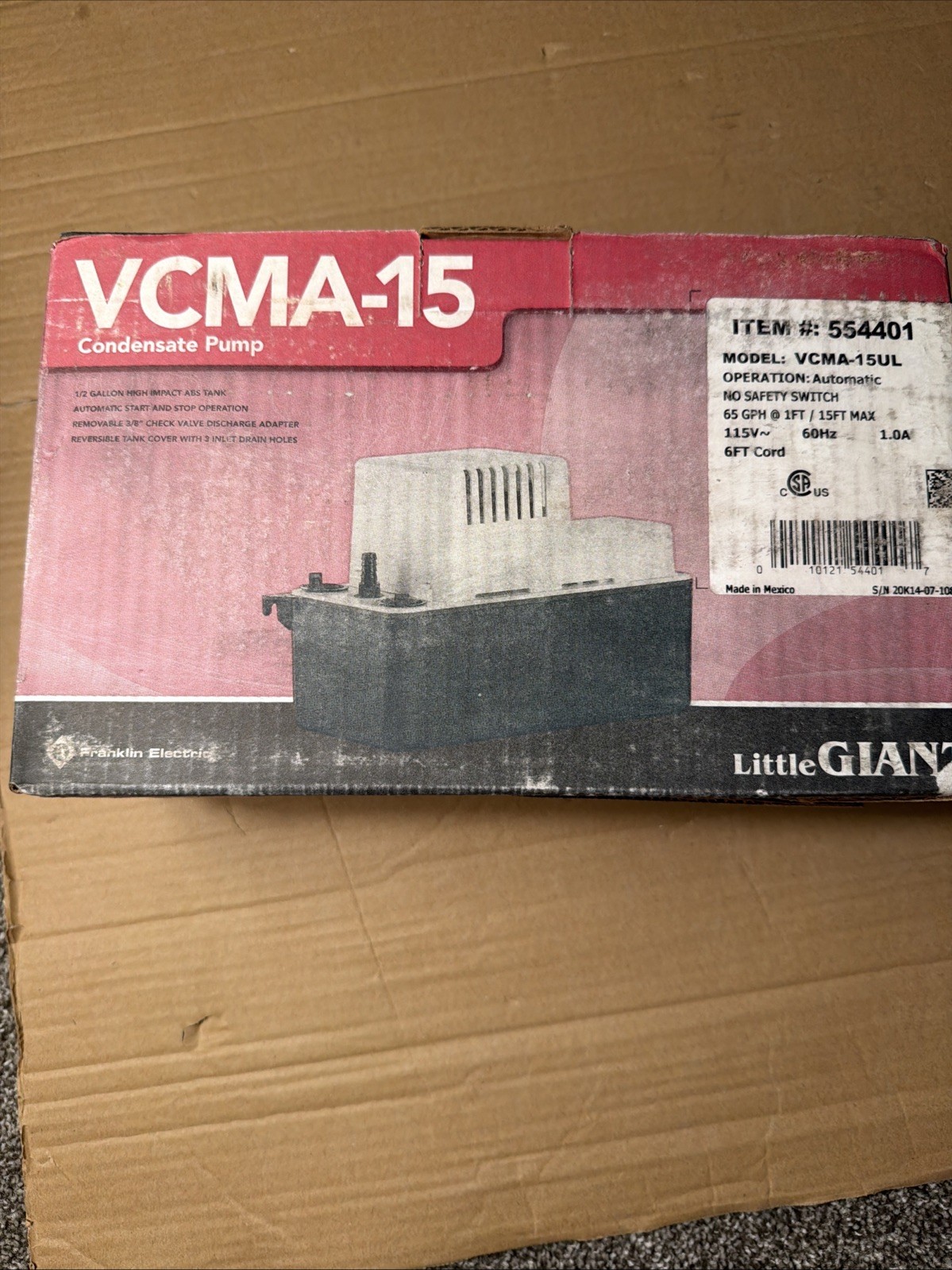 Little Giant VCMA-15UL 115V Automatic Condensate Removal Pump gallery
