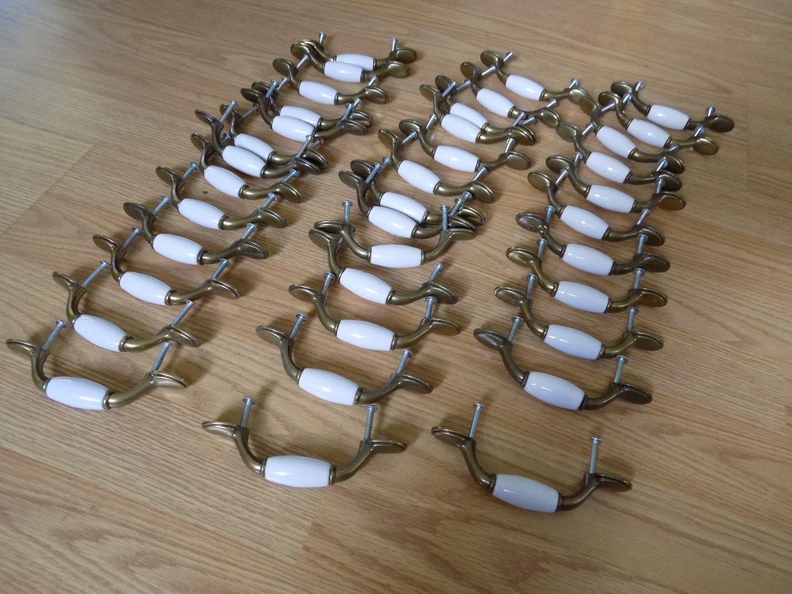 Lot (37) Spoon-Foot Drawer-Cabinet-Pull-Handles w/ Mounting Hardware, VGUC gallery