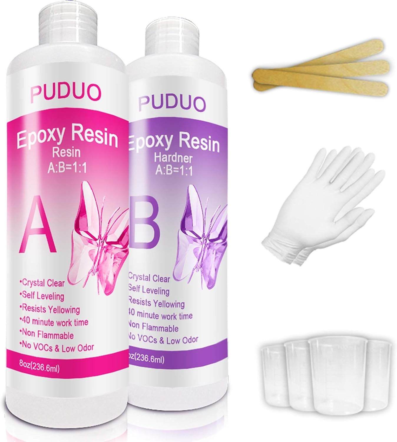 Epoxy Resin Crystal Clear Kit for Art, Jewelry, Crafts, Coating- 16 OZ gallery