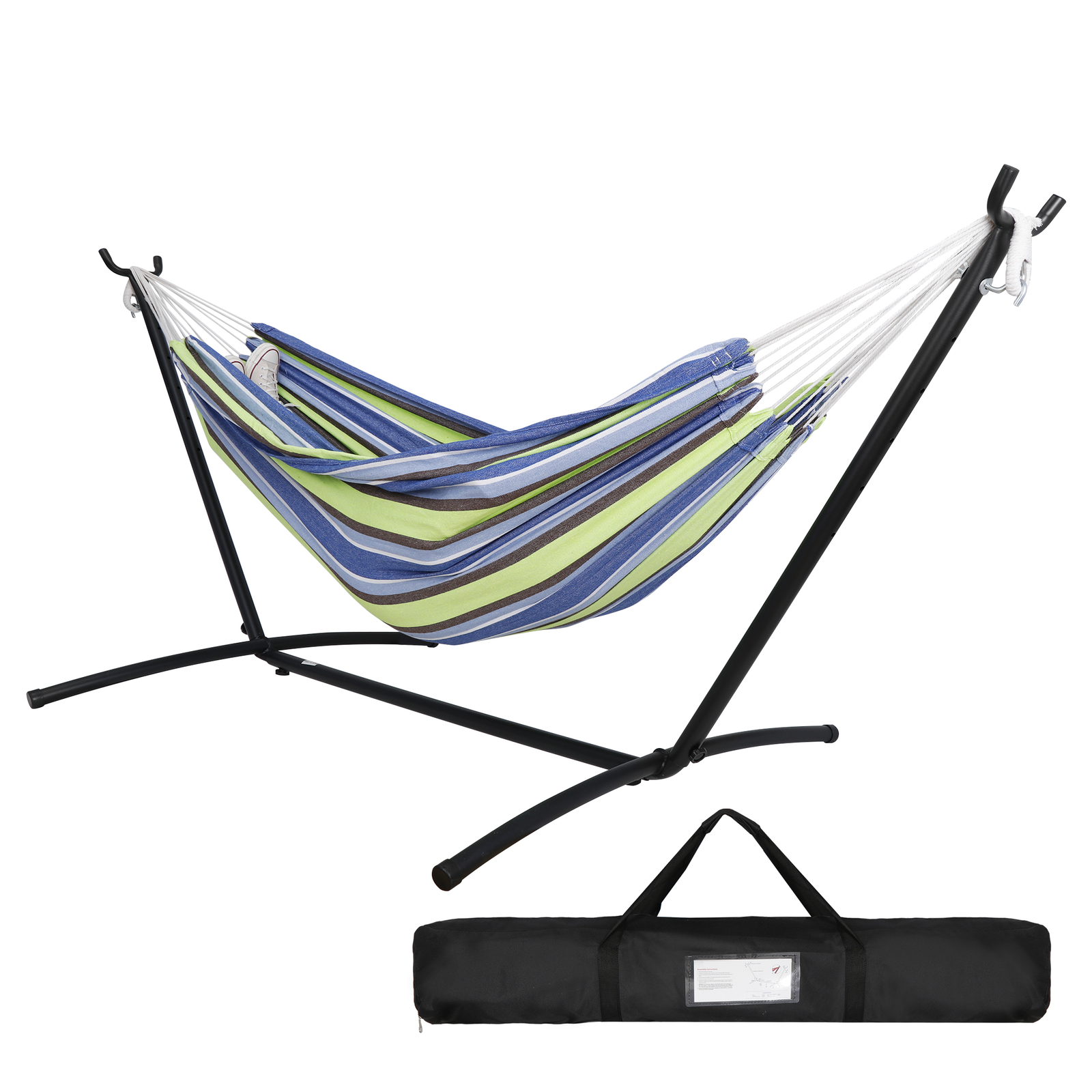 Multi-color Hammock with Stand for 2 person with Carrying Case Outdoor Patio Use gallery