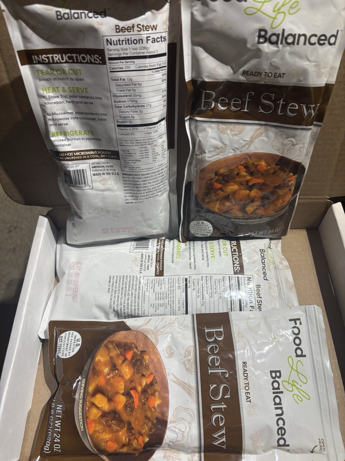 4PK Pouches Food Life Balanced Beef Stew 1.5 LBS each x 4 Exp FEB 2027 FREE SHIP gallery