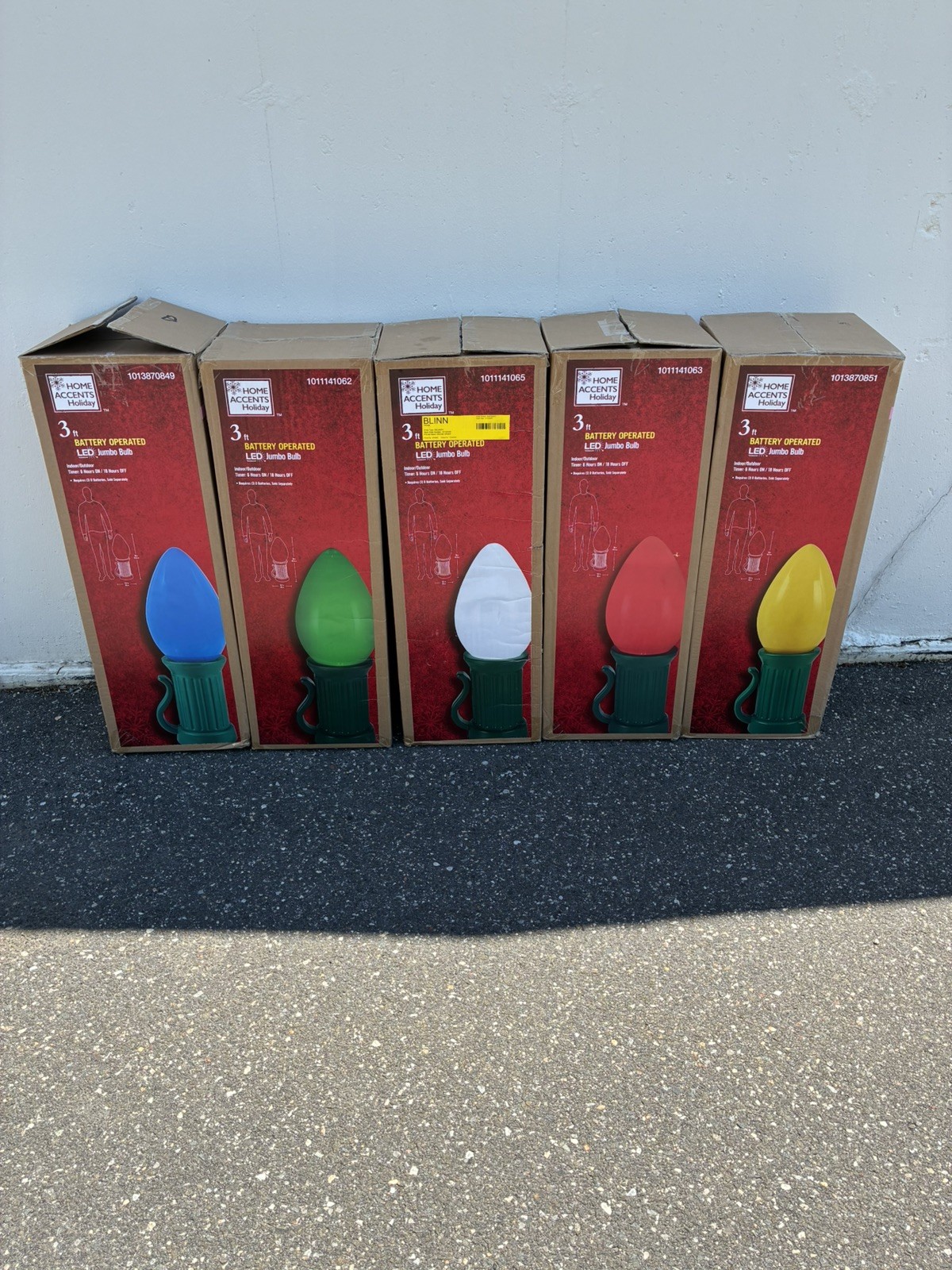 3 ft Battery Operated LED Jumbo Bulb Holiday Yard Decor - set of 5 gallery