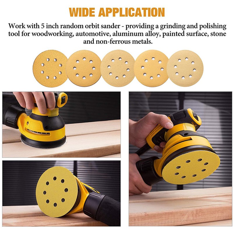 5 inch Sanding Discs 120 Grit Hook Loop 8-Hole Sandpaper Orbital Sander Paper gallery