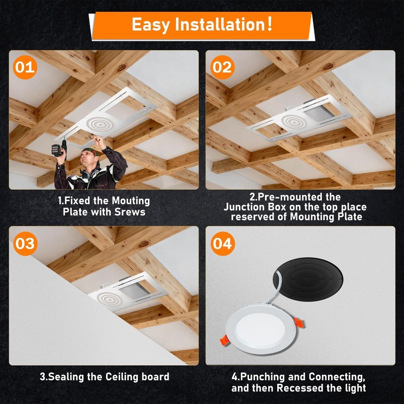 New Construction Mounting Plate for LED Downlights, Slim Recessed Lights, 6PC gallery
