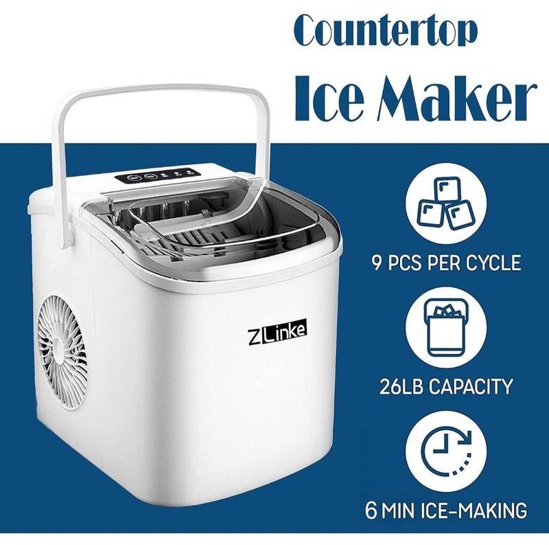 Countertop Ice Maker, Ice Maker Machine 6 Mins 9 Bullet Ice, 26.5lbs/24Hrs gallery