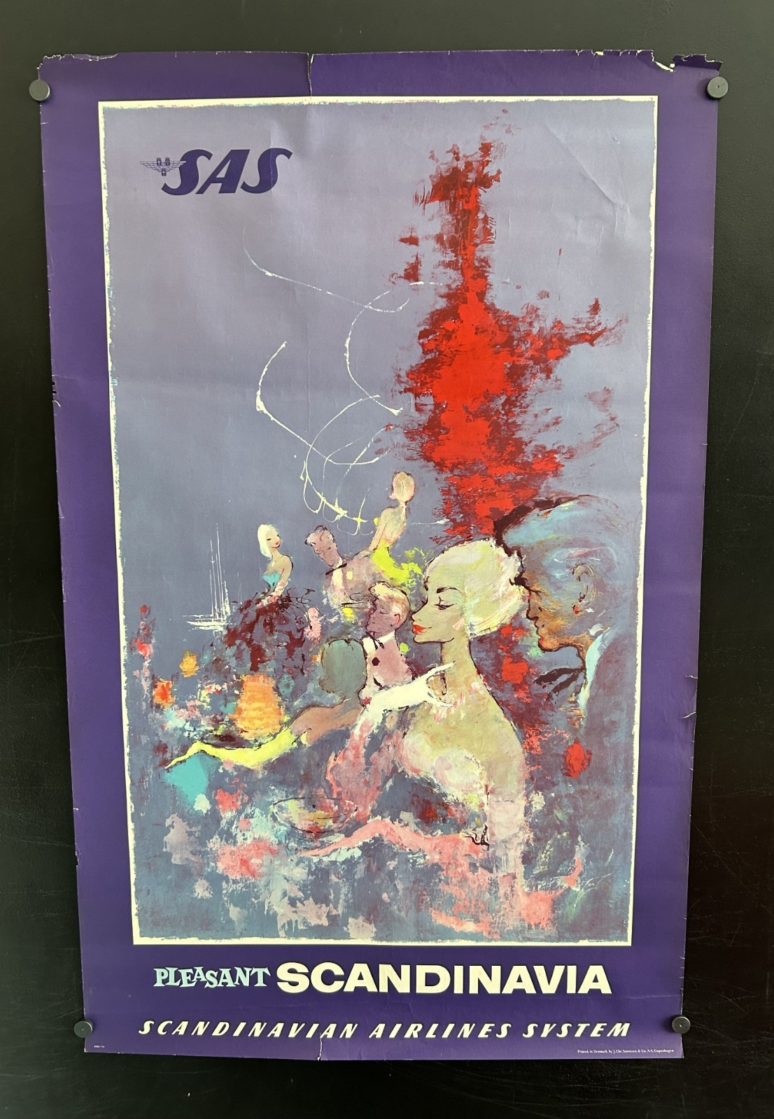 original c. 1950s Pleasant SCANDINAVIA by SAS Scandinavian Airlines 25x39 Poster gallery