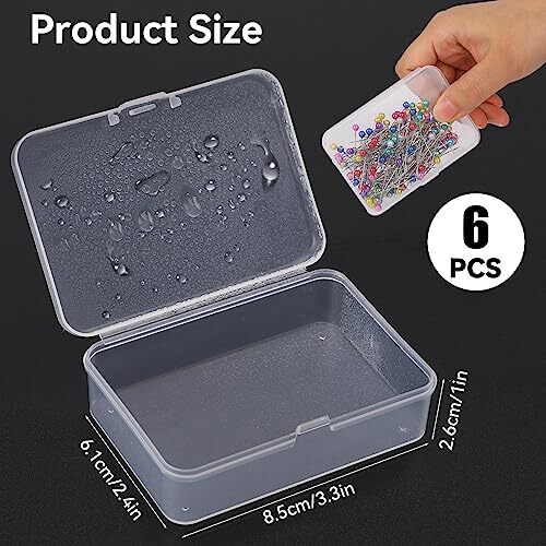 6 PCS Mini Clear Plastic Storage Containers Box Case with Lids Clear Rectangle gallery