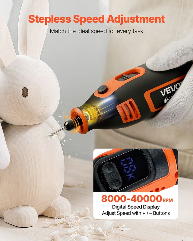 VEVOR 51-Piece Rotary Tool Kit 200W Mini Power Rotary Tool Corded 8000-40000RPM gallery