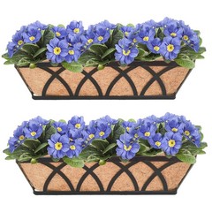 24″ Flat Railing Planter Box 2 Pack Metal Planters for Deck, Balcony, Patio