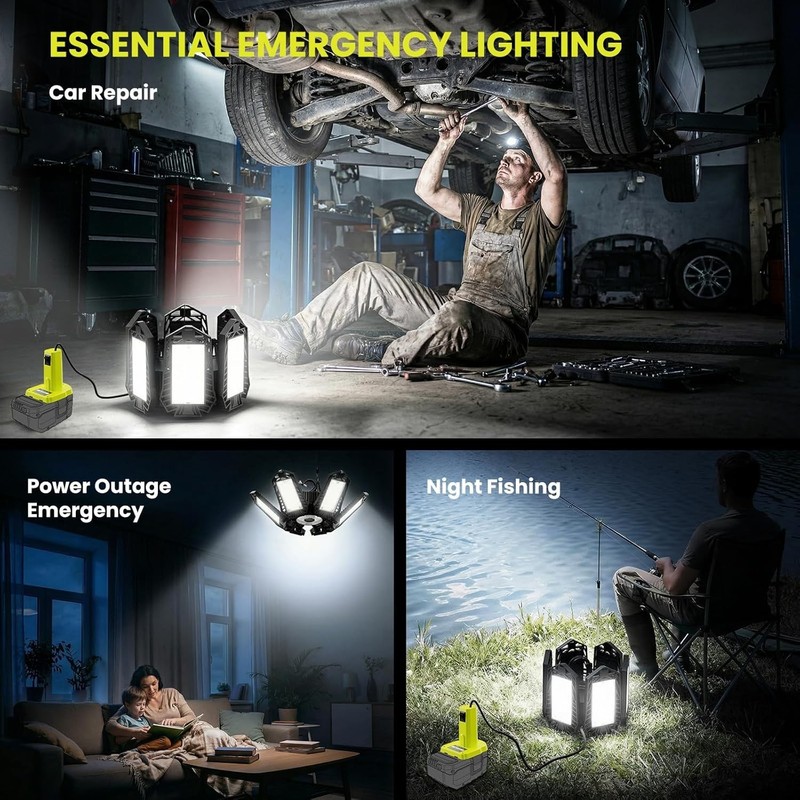 LED Work Light Compatible with Ryobi 18V Battery - 68W 6800LM Garage Flood Li... gallery