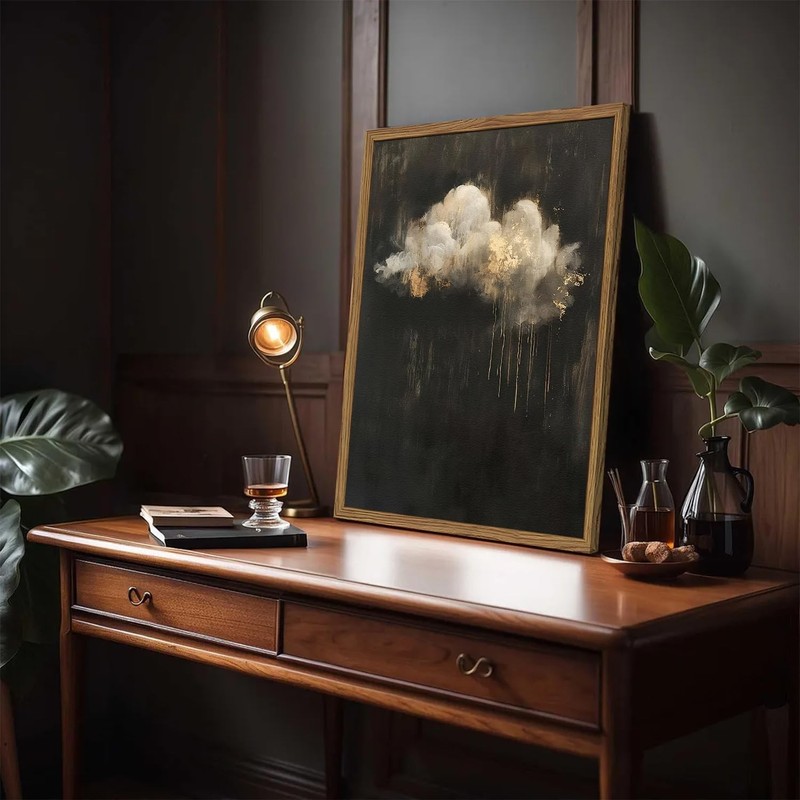 Dark Moody Cloud Wall Art, Vintage Cloud Rain Wall Decor Paintings... 12x16 inch gallery