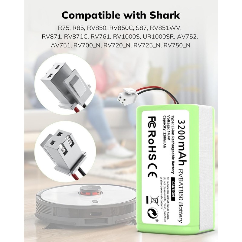 Battery pack Replacement for shark RVBAT850 14.4V 3200mAh battery part upgrade gallery