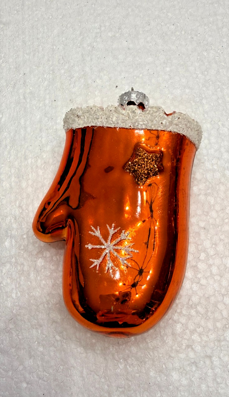 Whimsical Orange Glass mitten ornament gallery