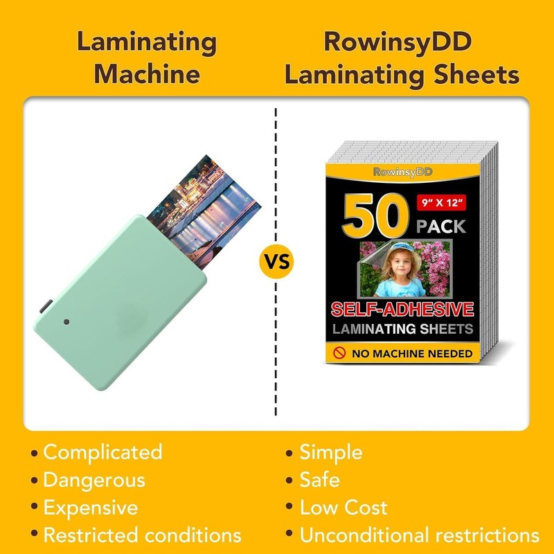 50 Pack Self Adhesive Laminating Sheets, 9 X 12 Inch, Clear Sticker Laminate She gallery