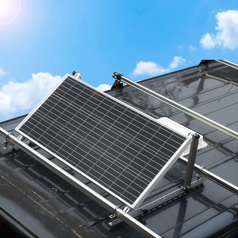 2 Set 114cm Solar Panel Mounting Bracket Tilt Balcony Flat Roof 0-90° Adjustable gallery