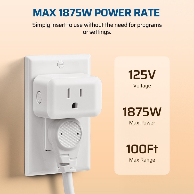 Wireless Outlet, Programmable & Expandable Electrical Outlet Switch, 100FT Range gallery