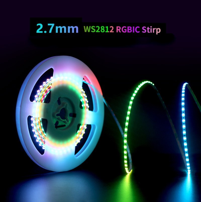 2.7mm WS2812B RGBIC LED Strip Light Ultra-Narrow Individually Addressable 5V 12V gallery