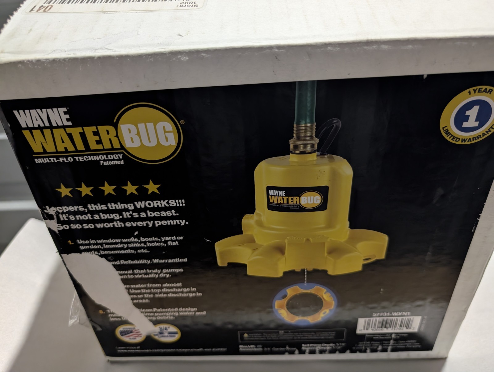 Wayne 1/6 HP WaterBUG Submersible Utility Pump with Multi-Flo Technology *Read* gallery