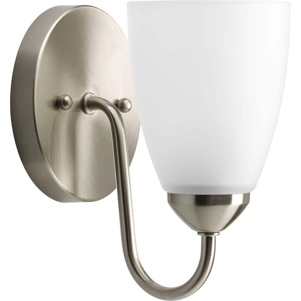 Progress Lighting 1-Light Brushed Nickel Etched Glass Bath Vanity Light