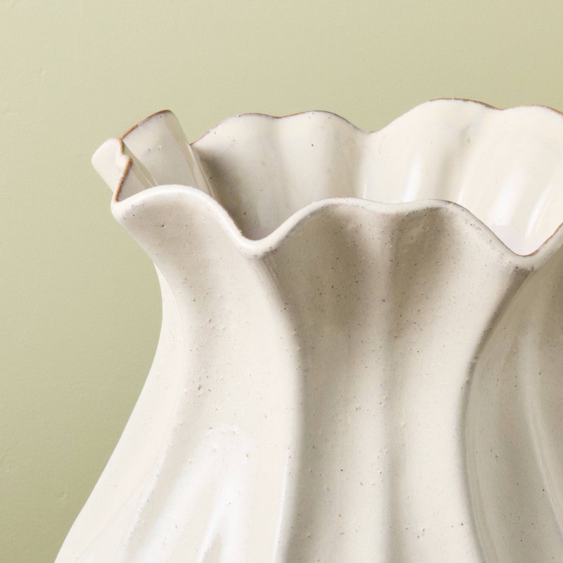 Pleated Ceramic Vase Sour Cream gallery