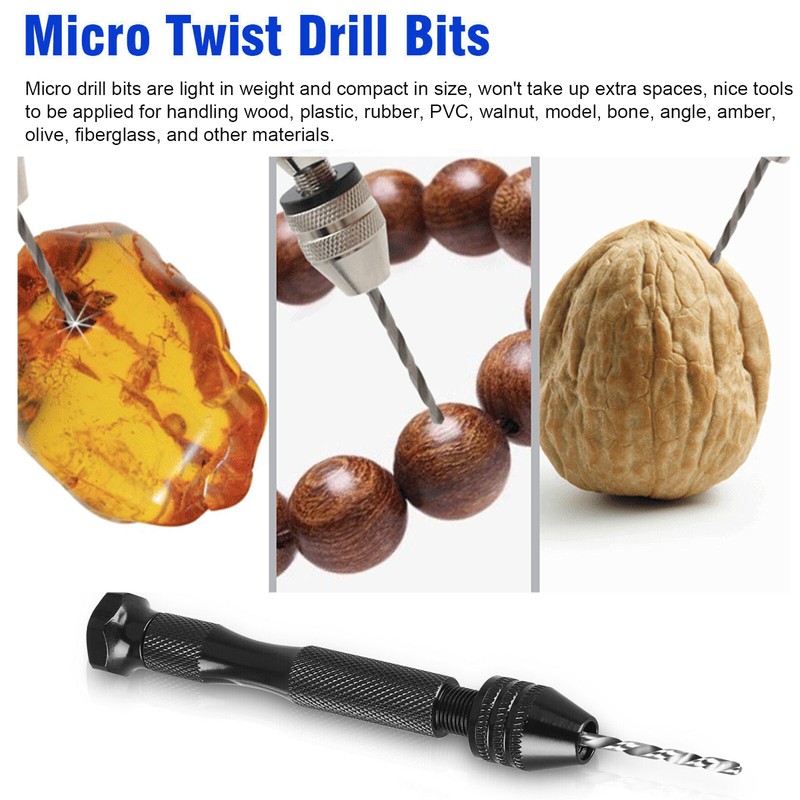 26 Pcs Mini Micro Drill Hand Bits Set Small Manual Keyless Chuck Pin Vise Rotary gallery