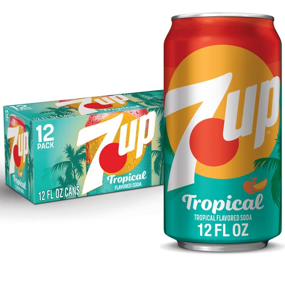 7UP Tropical Caffeine Free Lemon Lime Mango Peach Soda Pop, 12 fl oz, 12 Pack Ca gallery