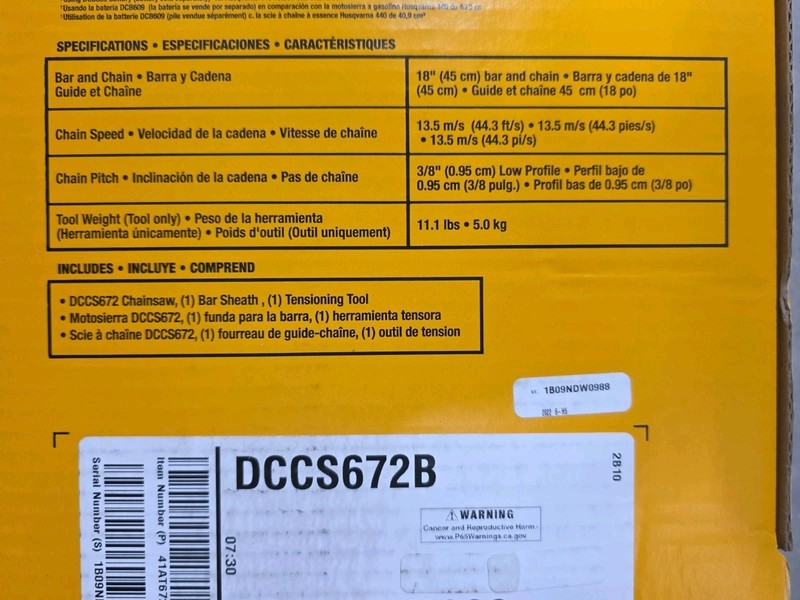 New DeWALT FlexVolt 60V MAX 18 in Chainsaw Tool Only DCCS672B Cordless 18" gallery