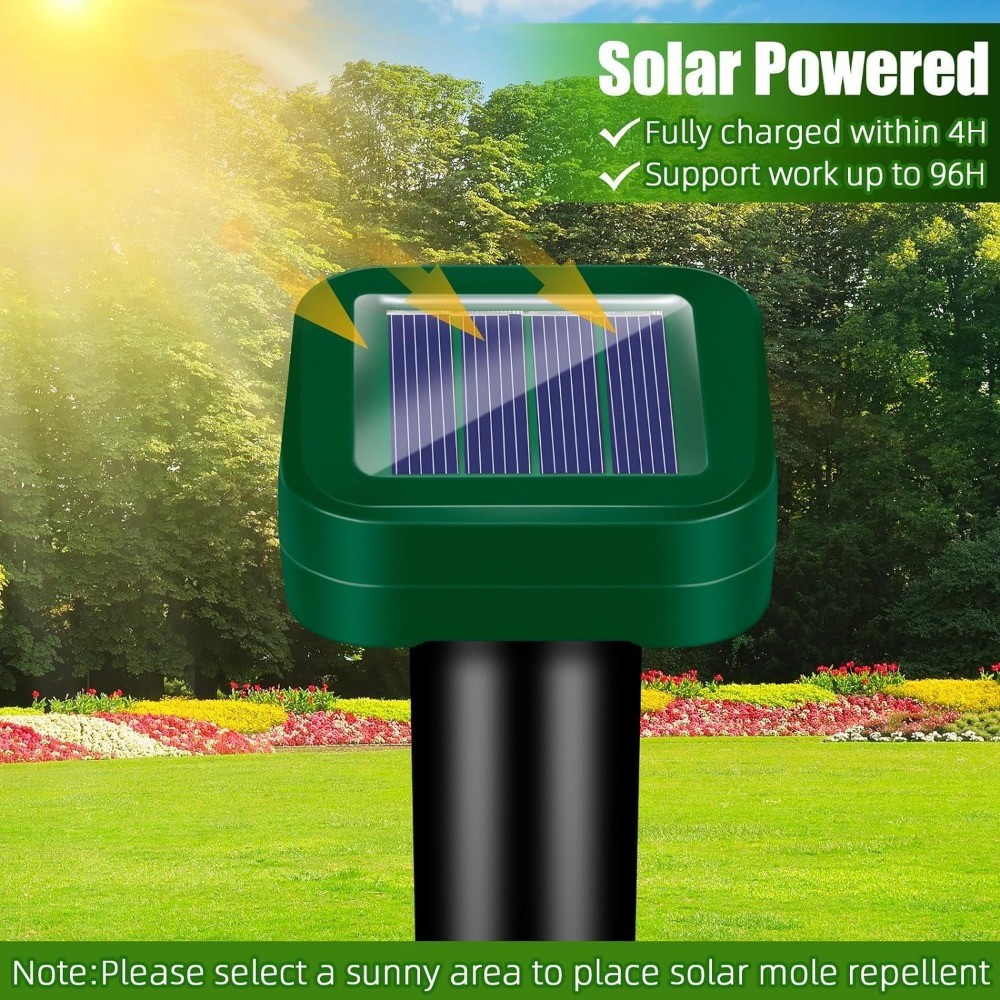 4 Pack Solar Powered Animal Repellent Stakes Waterproof Ultrasonic Sonic Spikes gallery