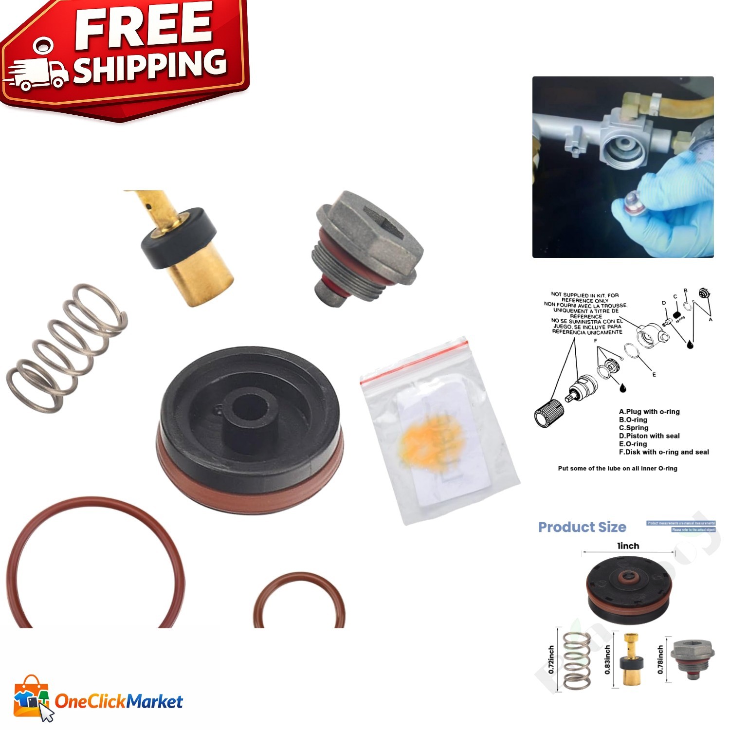 N008792 Air Compressor Regulator Repair Kit for Craftsman, Dewalt, Black & De... gallery